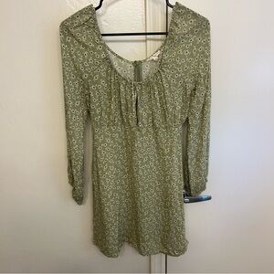 LA Hearts Floral Mini Dress Women’s Medium Light Green Long Sleeve